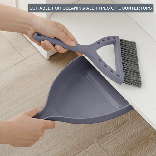 Mini Broom and Dustpan Set Small Dust pan and Brush Set Perfect for Desk Office Camping Dorm RV Essentials (Blue Gray) - color: Blue Gray