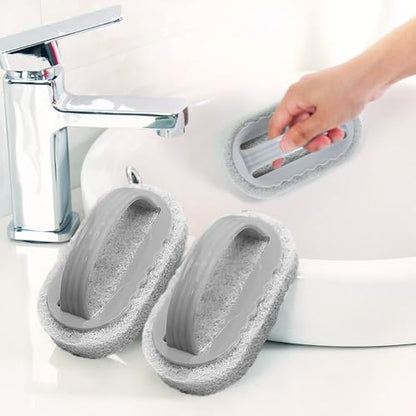 2PCS Magic Cleaning Sponge,Shower Cleaner Brush,Multi Function Handheld Cleaning Sponge Brush,for Kitchen and Bathroom Ideal for Glass Walls and Ceramics,Gery