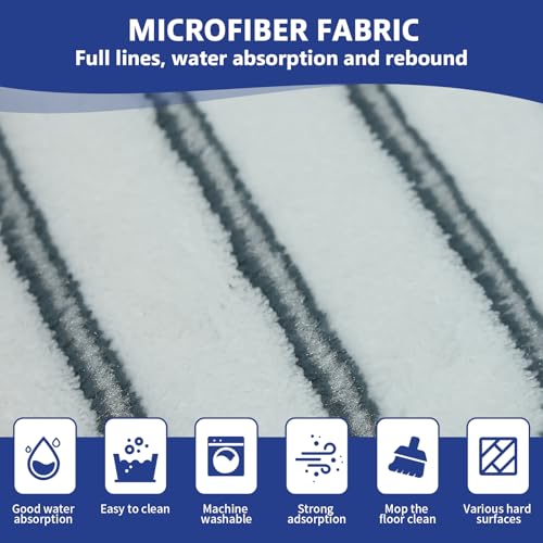 Flat Mop Head Replacements, Microfiber Mopping Pads Refills, 10-Pack Spin Mop Pads + 1 Plastic Pad &1 Scrape for Floor, Wall & Ceiling Cleaning - Fits EasyWring & RinseClean Systems - size: 10Pads+1Base+1Scrape