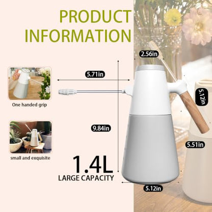 1.4L Electric Spray misting Bottle，Water Sprayer in Lawn and Garden, Outdoor Plants，Cleaning，Weeding; 180° Adjustable Long Nozzle; 2 Spray Modes; Battery Powered; Wood-Grain Handle