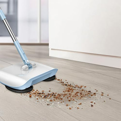 Carpet Cleaner Brush, 2 in 1 Manual Vacuum Sweeper, 180 Degree Rotating Sweeping Mop, Hand Push Sweeper, Home Cleaning Tool for Cleaning Pet Hair, Loose Debris, Lint (Blue) - color: Blue