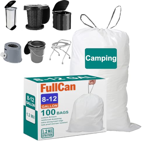 Camping Toilet Bags and Trash Bags 1.2 Mil THICK Heavy Duty with Reinforced Drawstring 8-12 Gallon 100 Count for 5, 8 Gallon Toilet Bucket for Camping, Hiking, Travel, Kitchen, Home - color: for Code M100, size: 1 Count (Pack of 100)