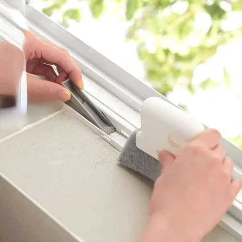 2PCS Crevice Cleaner 2-in-1 Groove Cleaning Tool - Window Frame & Door Track Brush - Handheld Sill Gap Scrubber for Home & Boat Cleaning