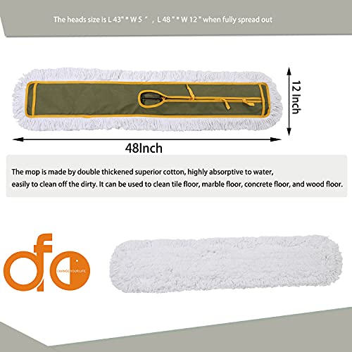 OFO 43inch Industrial Commercial Dust Mop 2 Sets // Heavy Duty Dust Mop // 63inch Length Stainless Steel Handle //Easily Clean Large Area Factory,Shopping Mall,Garage - style: 43 Inch
