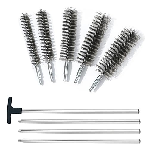 50 in Pipe Cleaning Brush Set with Stainless Steel Bristles, 5X Wire Brush with 4X Galvanized Flexible Rods, Stainless Steel Pipe Brush for Rust Polish,Tubes,Auto Parts Cleaning