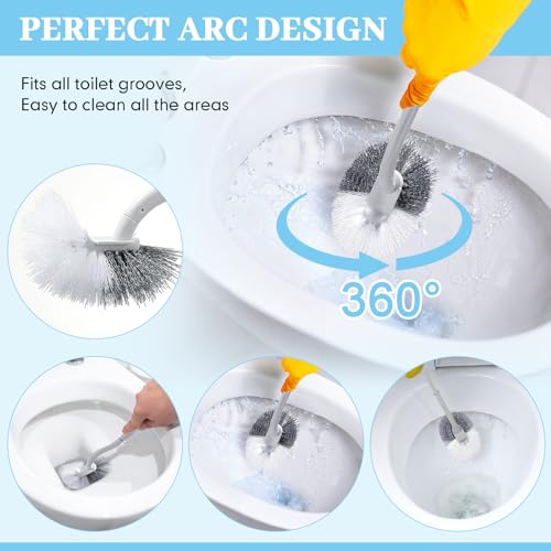 FoldTier 12 Pcs Curved Toilet Bowl Brush Bulk Bathroom Deep Cleaning Toilet Cleaner Scrubber Without Holder Handle Curved Brush Hanging Under Rim Household Cleaning for Bathroom(White) - color: White