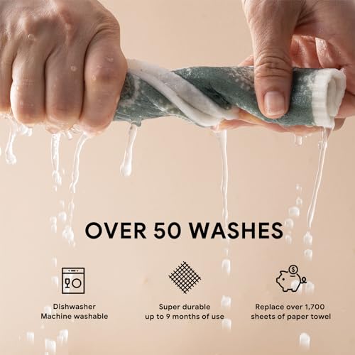 RECYCO Swedish Dishcloths for Kitchen | 5 Pack Gem Washable Dish Rags | Cellulose Reusable Cleaning Paper Towels | Absorbent Counter Dish Cloth Sponge Kitchen Wipes, 8" L x 7" W - color: Gem - 5 Pack