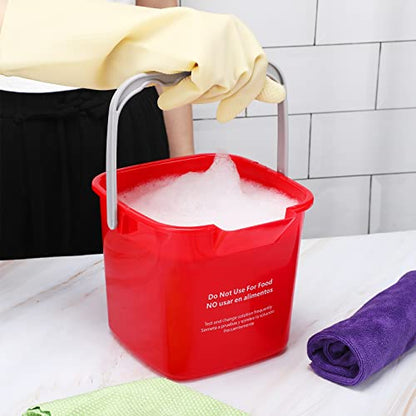 6 Pcs 6 Quart Cleaning Bucket Small Sanitizing Square Bucket Detergent Pail for Home Commercial Restaurant Kitchen Office School(Red) - color: Red