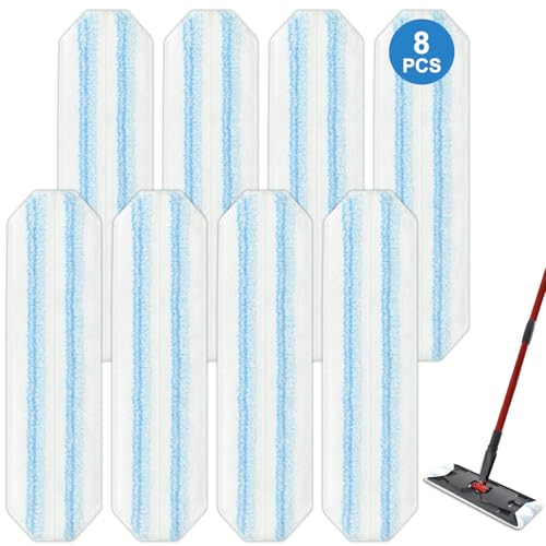 8 Pack Mop Pads Replacements Compatible with O Cedar H2prO Flat Mop System Microfiber Mop Refills for O Cedar H2pro Flat Mop,Washable & Reusable Mop Heads Replacement for Ocedar H2Pro Mop Floor Clean