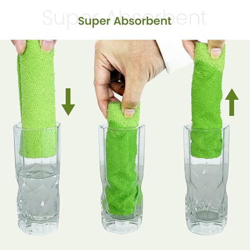 Greenfound Microfiber Cleaning Cloth Roll, 80 Pack Tear Away Towels, Reusable Washable Lint Free Scratch Free Absorbent Cleaning Rags for Kitchen Home Car Window Glass, 11.5 x 11.5 Inch Wave Green - color: Wave Green
