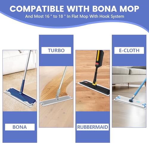 60 Pack Disposable Microfiber Cleaning Pads for Bona Mop | Heavy-Duty Replacement Pads Compatible with 15-18 inch Spray Flat Mops | Multi-Surface Hardwood Floor Cleaner Pad Refills