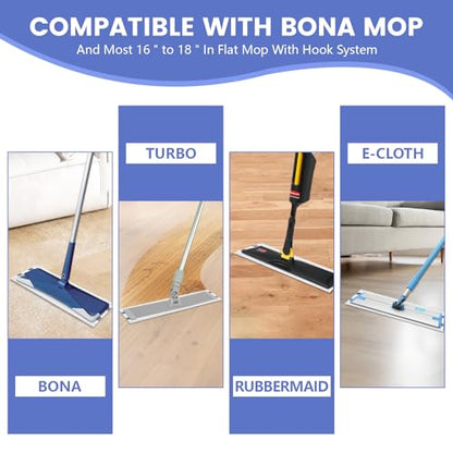 60 Pack Disposable Microfiber Cleaning Pads for Bona Mop | Heavy-Duty Replacement Pads Compatible with 15-18 inch Spray Flat Mops | Multi-Surface Hardwood Floor Cleaner Pad Refills