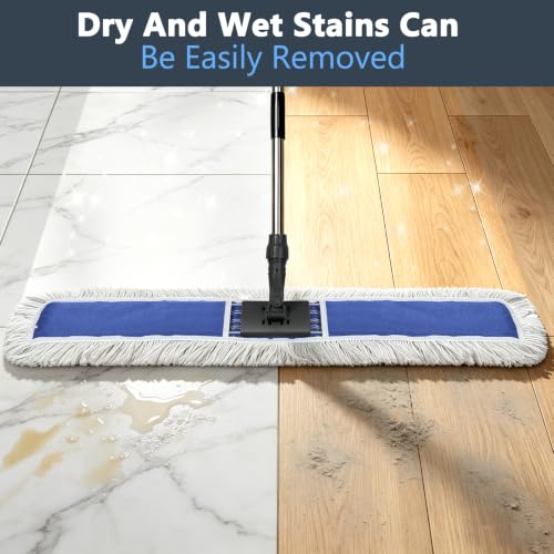 Masthome 39" Commercial Dust Mop with 64" Long Handle, Heavy Duty Wet Dry Floor Mop with 2 Reusable Microfiber Pads, 360° Rotating Industrial Mop for Hardwood Tile Marble Warehouse Gym Office Home - color: Extra Large Blue