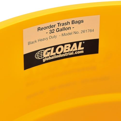 Global Industrial Commercial Round Trash Can, 32 Gallon Capacity, Plastic Garbage Can, Indoor and Outdoor Utility Trash Can, Yellow, 21-3/4"W x 27-1/2"H, No Lid - color: Yellow