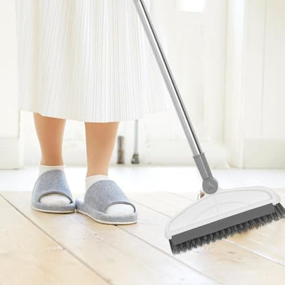 Long Handle Floor Scrub Brush with Hard Bristles for Crevice and Tile Cleaning, 126cm Extension Handle Bathroom and Kitchen Floor Scrubber for Deep Cleaning in Home and Outdoor Use