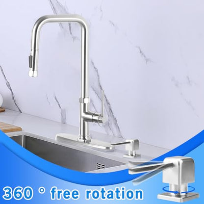Built in Dish Soap Dispenser for Kitchen Sink, Lotion Dispenser Refill from The Top with Stainless Steel Pump Head 17 OZ Bottle Built in Countertop Under Sink, Brushed Nickel - color: Brushed Nickel-1