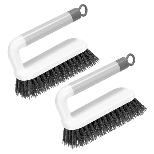 SetSail Scrub Brush, Small Cleaning Brushes with Handle, Comfort Grip Shower Scrubber for Cleaning Bathroom, Tub, Kitchen, Sink, Floor, Carpet, 2 Pack (Grey) - color: Gray