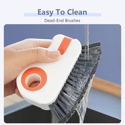2 in 1 Groove Cleaning Brush, Window Track Cleaning Tools with Hard Bristles and Hidden Scraper, Crevice Brush for Sliding Door Track, Window Seal and Sill (Gray) - color: Gray
