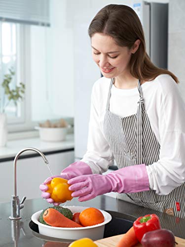 LANON wahoo Skin-Friendly Cleaning Gloves, Dishwashing Kitchen Gloves with Cotton Flocked Liner, Reusable, Non-Slip, Mauve Mist, Small - color: Mauve Mist, size: Small (Pack of 1)