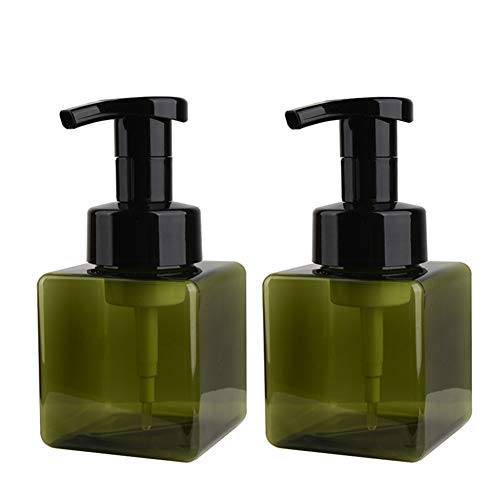 UUJOLY Foaming Soap Dispenser, 250ml (8.5oz) Refillable Pump Bottle for Liquid Soap, Shampoo, Body Wash (2 Pcs) (Small Green) - color: Green, size: 9 oz (2 Pack)
