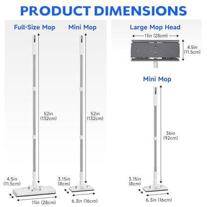 New 2-in-1 Push Clamp Lazy Mop – Hands Free Flat Mops, Quick Mopping & Sweeping, Compatible with Most Pads, Adjustable Handle, Perfect for Homes with Kids & Pets, 10 Dust Cloths(Large Flat Mop) - size: Large Flat Mop