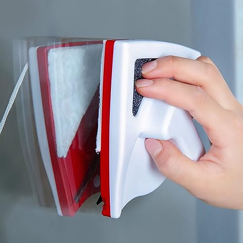 Double Side Magnetic Window Cleaner, Window Cleaner Tool, Glass Surface Wiper Cleaning Brush with Rope Thickness 3-10mm Glass