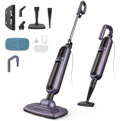 Maircle Steam Mop, 17oz Large Water Tank, Detachable for Hardwood Tile Grout, Furniture, Purple