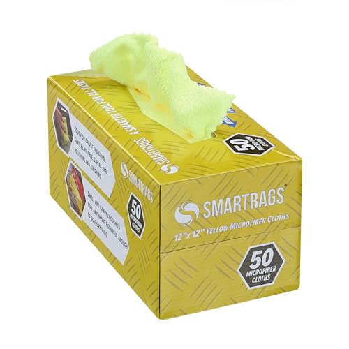 Arkwright Smart Rags Microfiber Cleaning Cloths, Pack of 50 in a Box, Lint Free 180 GSM Reusable Towels for Auto, Office and Household Cleaning, 12 x 12 in, Yellow - color: Yellow, size: 12 x 12 in