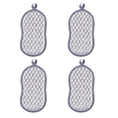 4 Pack Dish Sponge for Washing Dishes Cleaning Kitchen, All-Purpose, Non Scratch, Rough Scrubbers Side for Non-Stick Cookware, Soft Microfiber Scrub Side for Dishes,Reusable Dishwashing Sponges