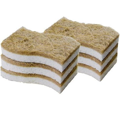 Sponges Kitchen Natural Dish Sponge Plant-Based Biodegradable Compostable Cellulose with Coconut Scrubber Sponge Non Scratch Eco Friendly Kitchen sponges for Kitchen Dishes（Pack of 6） - size: Pack of 6