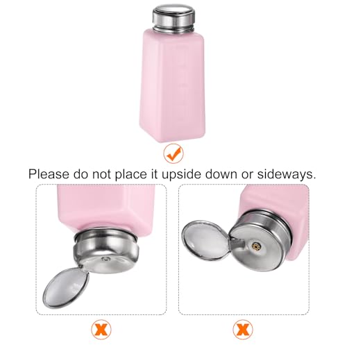 HARFINGTON Solvent Alcohol Dispensers 250ml(8.5oz) Push Down Liquid Dispenser Pump Bottle with Sealing Stainless Steel Lid for Acetone Cleanser Polish Remover, Pink - color: Pink, size: 8.5 Ounces
