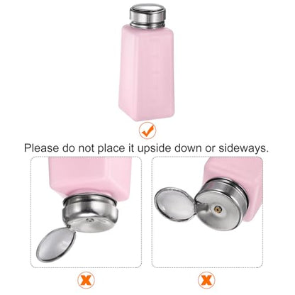 HARFINGTON Solvent Alcohol Dispensers 250ml(8.5oz) Push Down Liquid Dispenser Pump Bottle with Sealing Stainless Steel Lid for Acetone Cleanser Polish Remover, Pink - color: Pink, size: 8.5 Ounces