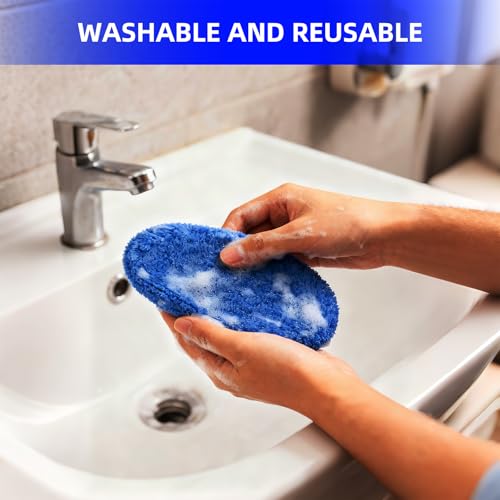 Windshield Cleaner Tool with Extendable Aluminum Handle (Up to 19.7"), Streak-Free Auto Glass Cleaning Kit with 4 Thick Microfiber Pads & Spray Bottle, Inside Window Defogger Accessories - color: Blue