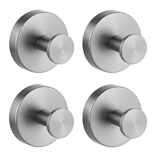 Rise age Suction Cup Shower Hooks, Suction Towel Hooks for Bathrooms | Waterproof, No Drill, Heavy Duty, Stainless Steel, Removable, Renter Friendly, Easy to Install, Silver 4 Pcs - color: Silver