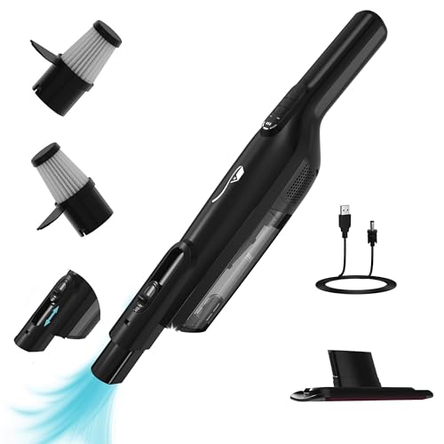 Cordless Handheld Vacuum, Lightweight Portable Hand Vacuum Cleaner with LED Light,Rechargeable Hand Held Vacuum with One-Touch Empty, Powerful Suction for Office, Home,Car, Inky - color: Inky