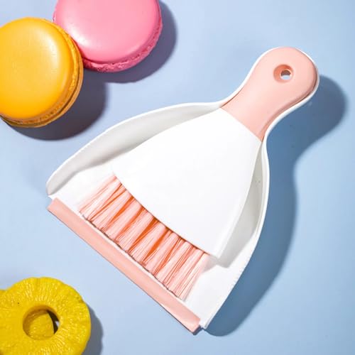 Small Hand Dust Pan and Brush - Small Broom and Dustpan Set, Mini Broom and Dustpan, Compact Dustpans and Brush for Home Cleaning, Sofa, Desk, Guinea Pig Cage, Cat Litter, etc. (Pink) - color: Pink, size: 1 Set