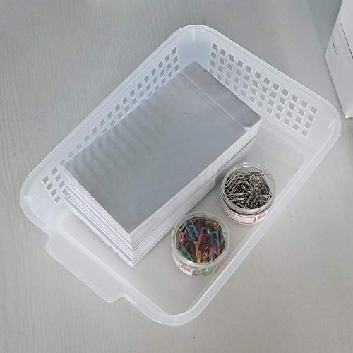 6-Pack Rectangular Plastic Storage Organization Trays, Clear | Turn in Containers, Multipurpose Drawer Trays, Kitchen Pantry Containers, Desk Organizer Bin