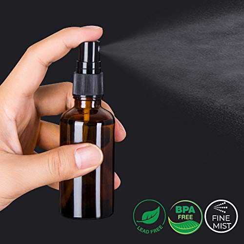 2oz Amber Glass Spray Bottles for Essential Oils, Small Empty Spray Bottle, Fine Mist Spray, Set of 3 - color: Black Amber