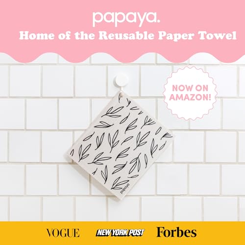 Papaya Reusable Paper Towels, Premium Swedish Dishcloths with Hook, Non-Scratch Reusable Paper Towel, 1 Sheet Replaces 17 Rolls - 2 Sheets, 1 Hook - color: Call Me Twiggy