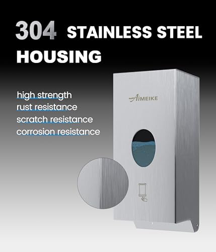 Automatic Touchless 304 Stainless Steel Wall Mounted Soap Dispenser, 800ml (27 fl oz) Commercial Battery Operated Hands-Free for Restaurant, School, Office & Public Restrooms