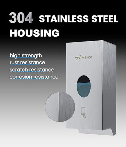 Automatic Touchless 304 Stainless Steel Wall Mounted Soap Dispenser, 800ml (27 fl oz) Commercial Battery Operated Hands-Free for Restaurant, School, Office & Public Restrooms