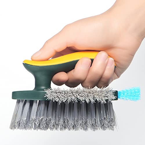 Cleaning Brushes 4-in-1 Floor Scrub Brush with Squeegee V-Shape Gap Scrub Brush Tile Grout Cleaner Brush Corner Crevice Scrubber Baseboards Brush Tool Groove Brush Multi-purpose Scrubbing Tools, Green - color: Green