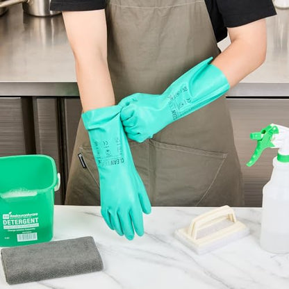 Restaurantware Nitrile Gloves 10 Count 15 mil Chemical Resistant Gloves Abrasion-Resistant Kitchen Cleaning Latex-Free Green - color: Green, size: 10/Small