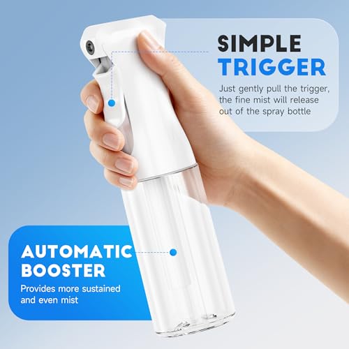 3 Pack Continuous Spray Bottles - Ultra Fine Mist Sprayer, Refillable Water Sprayer for Hairstyling, Plants, Pets, Cleaning, Skincare (6.8 OZ/200ML,White) - color: 3 Pack White, size: (3-Pack)-6.8 Oz