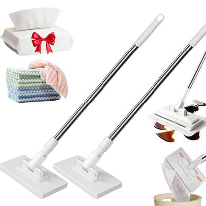 2026 Hands Free Flat Mops for Floor Cleaning with Reusable Cloths,Hands Free Multi Purpose Flat Mop,Lazy Cloth Changing Mini Mop Wet and Dry No-Touch Disposable for Hardwood, Tile, Marble (1SET) - color: 1set