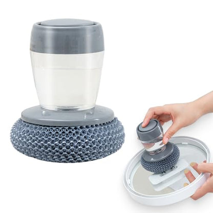 Dish Brush with Soap Dispenser, Soap Dispensing Dish Brush - with PET/Steel Wire Bristles, Kitchen Scrub Brush for Dishes Pots Pans Sinks (PET Head) - color: Pet Head
