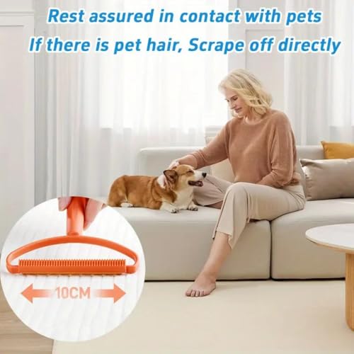 2 Pack Pet Hair Remover Tool – Reusable Lint Cleaner for Clothes, Furniture, Carpets – Fuzz Remover for Dog & Cat Hair – Durable & Portable Lint Scraper in Orange and Blue for Home & Travel