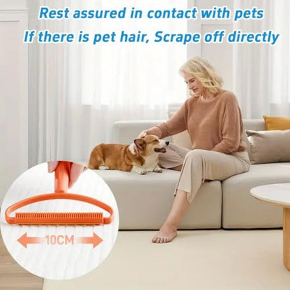2 Pack Pet Hair Remover Tool – Reusable Lint Cleaner for Clothes, Furniture, Carpets – Fuzz Remover for Dog & Cat Hair – Durable & Portable Lint Scraper in Orange and Blue for Home & Travel