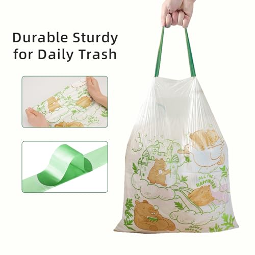 13 Gallon Trash Bags with Printed Design and Drawstring, Leakproof and Odor Control Garbage Bags Tall Kitchen, Tear-Resistant Kitchen Trash Bags for Home, Portable Garbage Bags, 50 Count - style: Capybara-13 Gallons