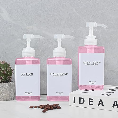 Refillable Shampoo and Conditioner Bottles for Shower Wall,Shampoo and Conditioner Dispenser with Pump No Drill (3 Bottles-Pink) - color: 3 Bottles-pink